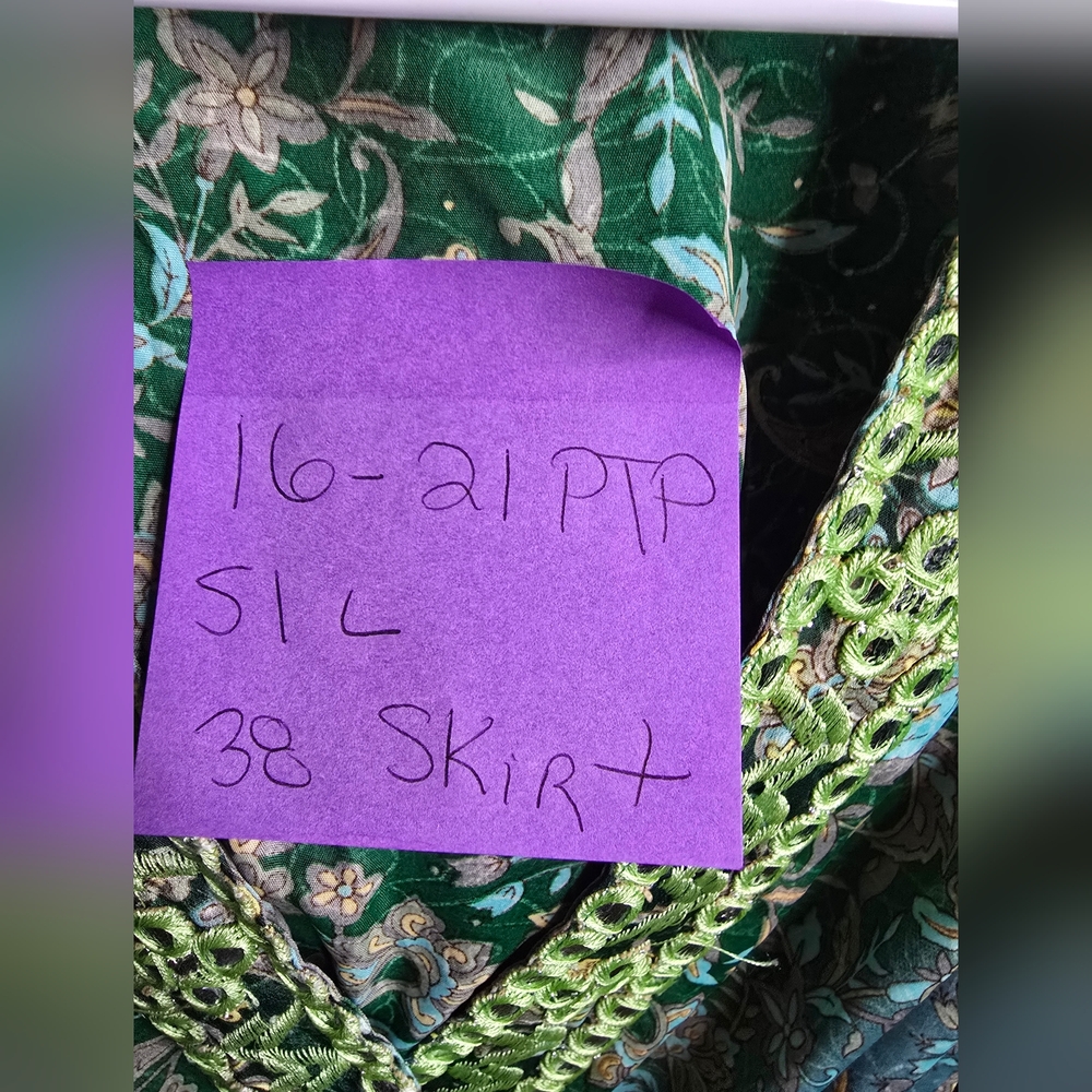 Bohemian Green Floral Maxi Dress with Lace Trim - Picture 11 of 11